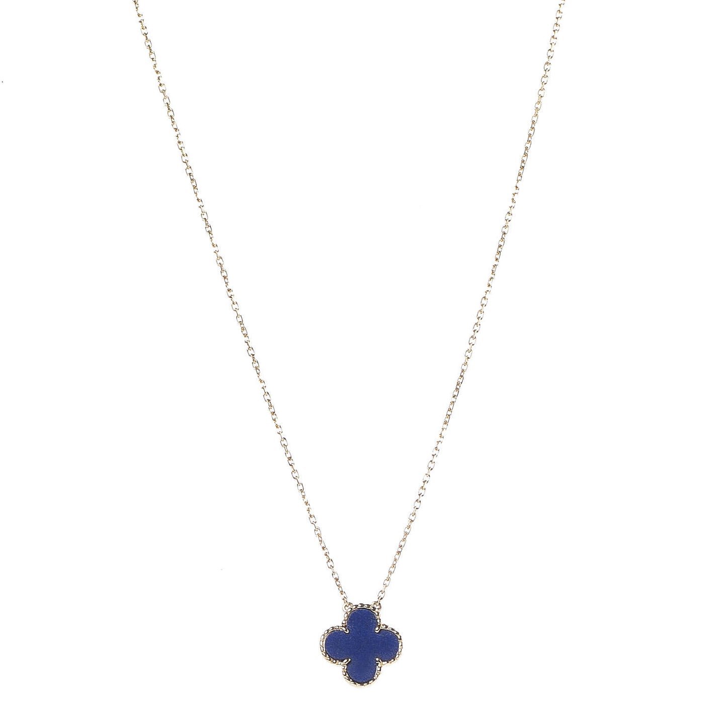 18K Yellow Gold Lapis Lazuli Vintage Alhambra Pendant Necklace