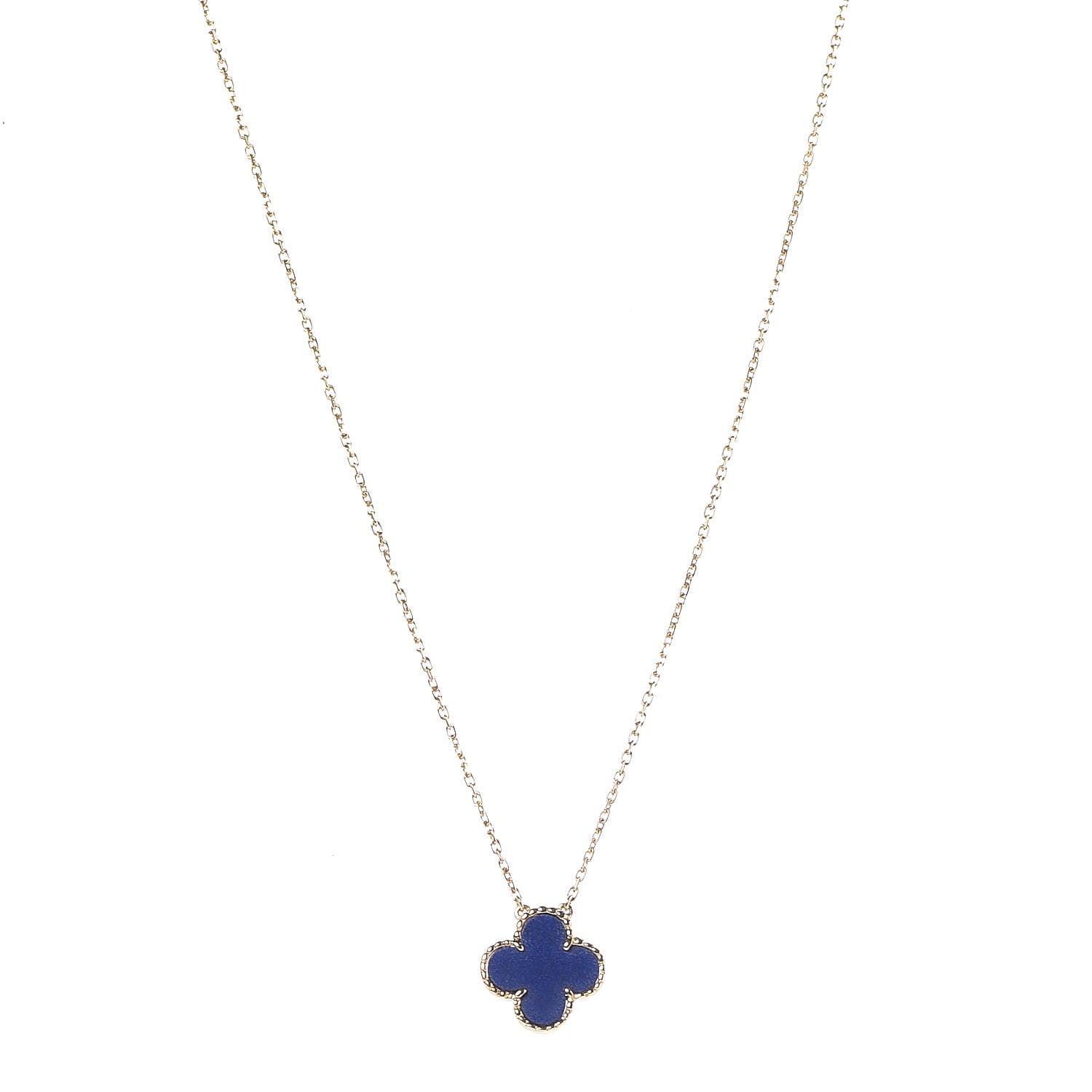 Van Cleef & Arpels 18K Yellow Gold Lapis Lazuli Vintage Alhambra Pendant Necklace 1 of 6