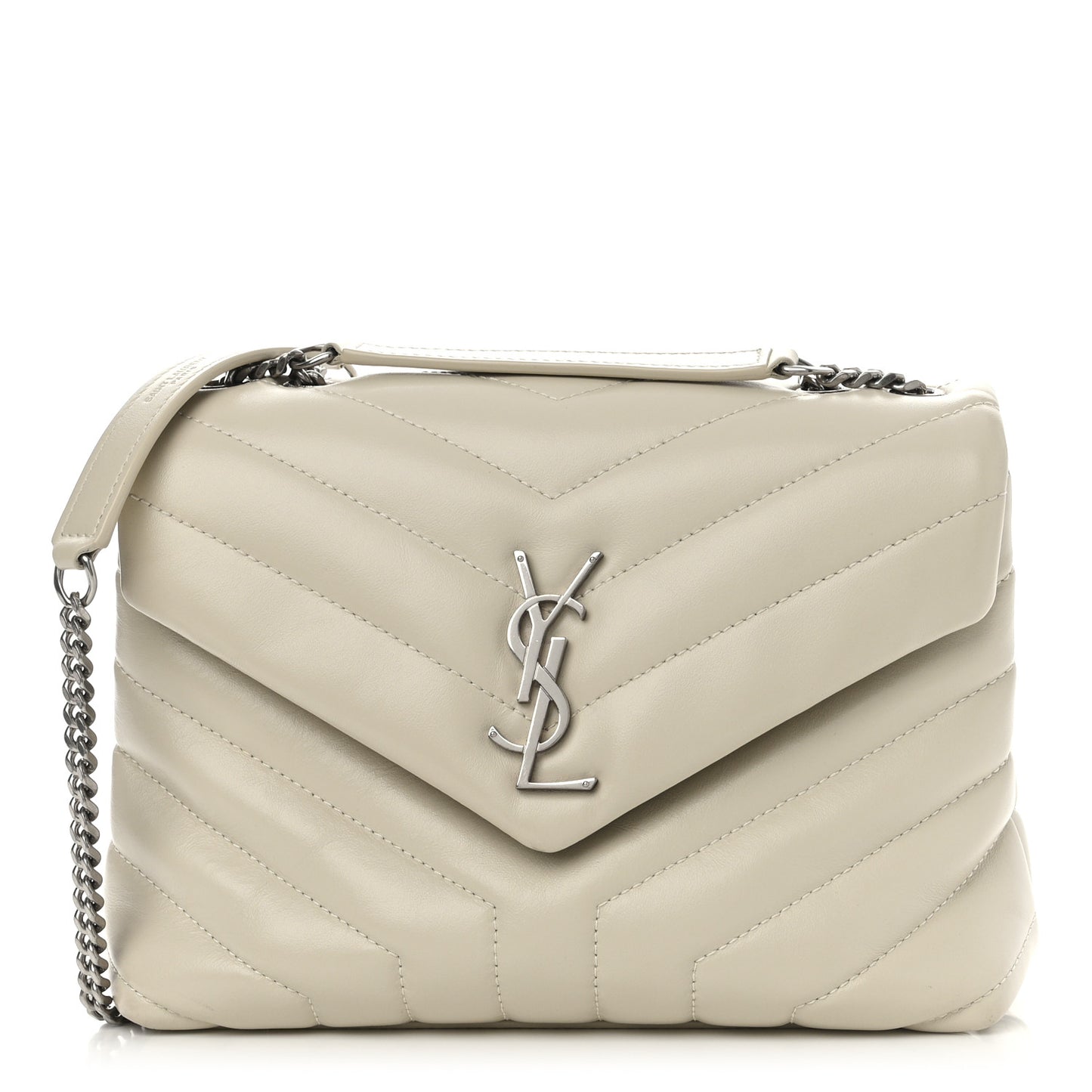 Calfskin Y Quilted Monogram Small Loulou Chain Satchel Crema Soft