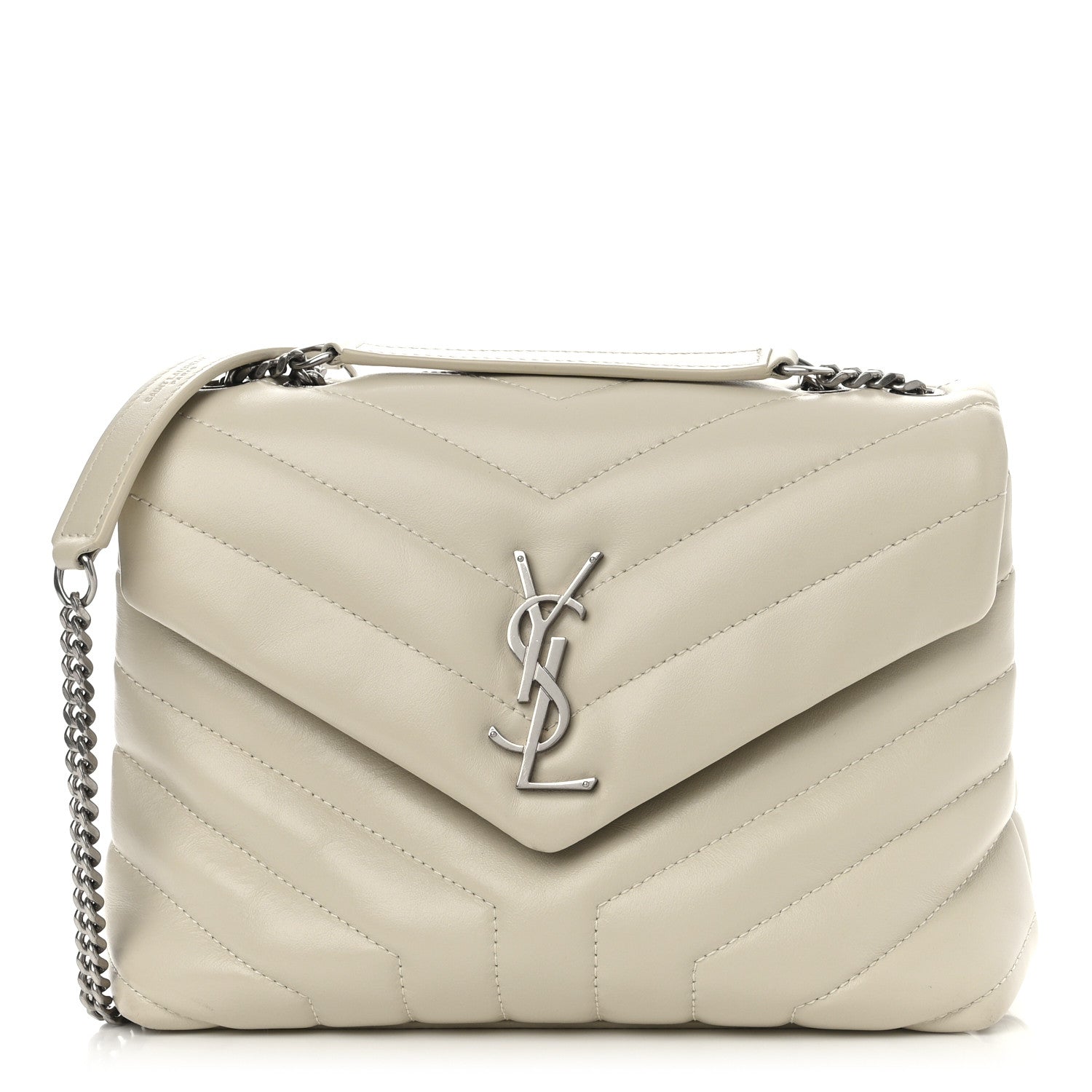 Saint Laurent Calfskin Y Quilted Monogram Small Loulou Chain Satchel Crema Soft 1 of 15