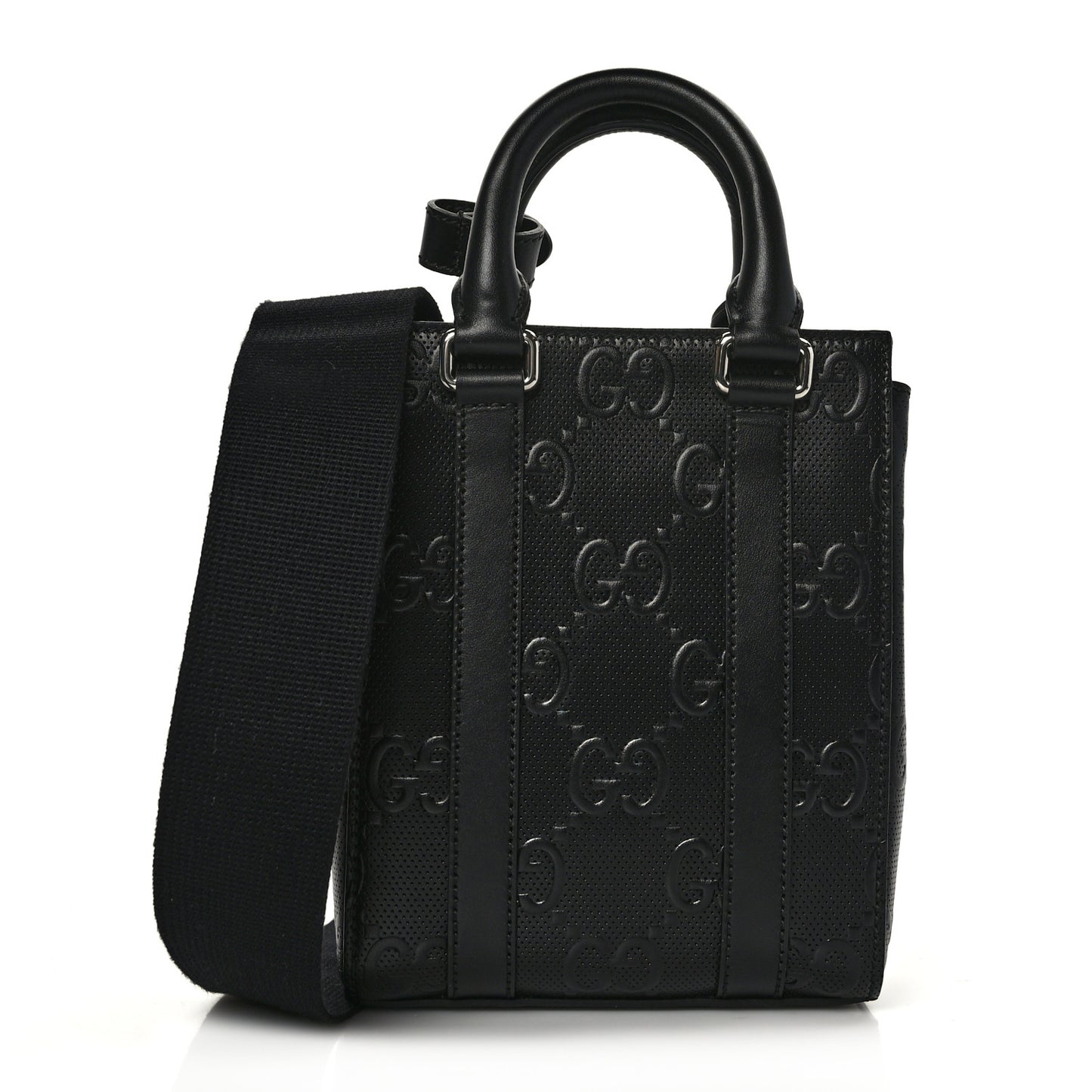 Calfskin GG Tennis Embossed Mini Tote Bag Black