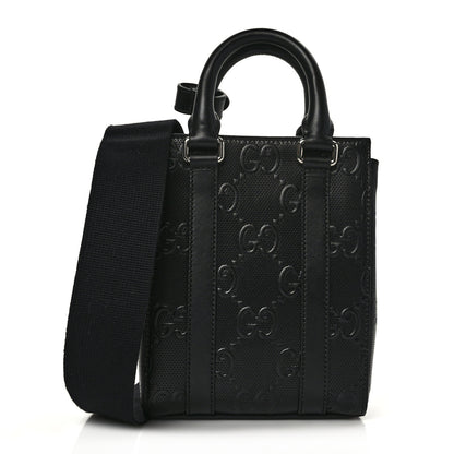 Gucci Calfskin GG Tennis Embossed Mini Tote Bag Black 1 of 9