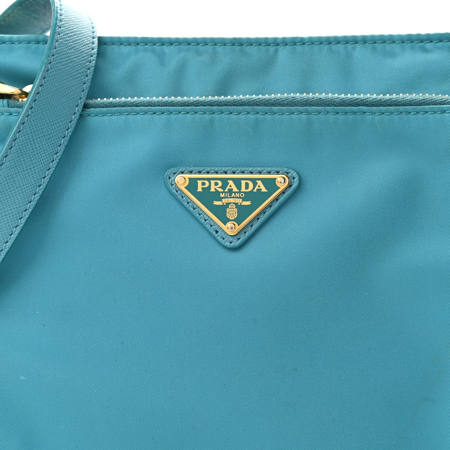 Prada Tessuto Nylon Saffiano Pocket Messenger Bag Turchese 7 of 9