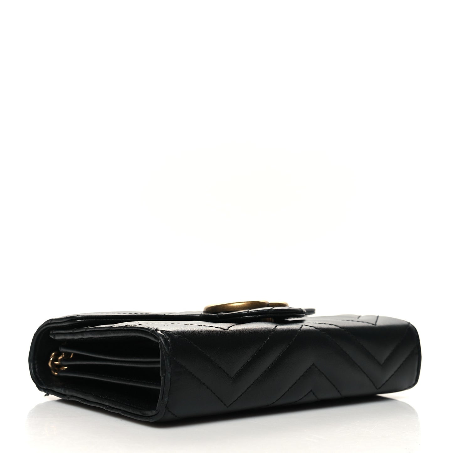 Calfskin Matelasse GG Marmont Chain Wallet Black