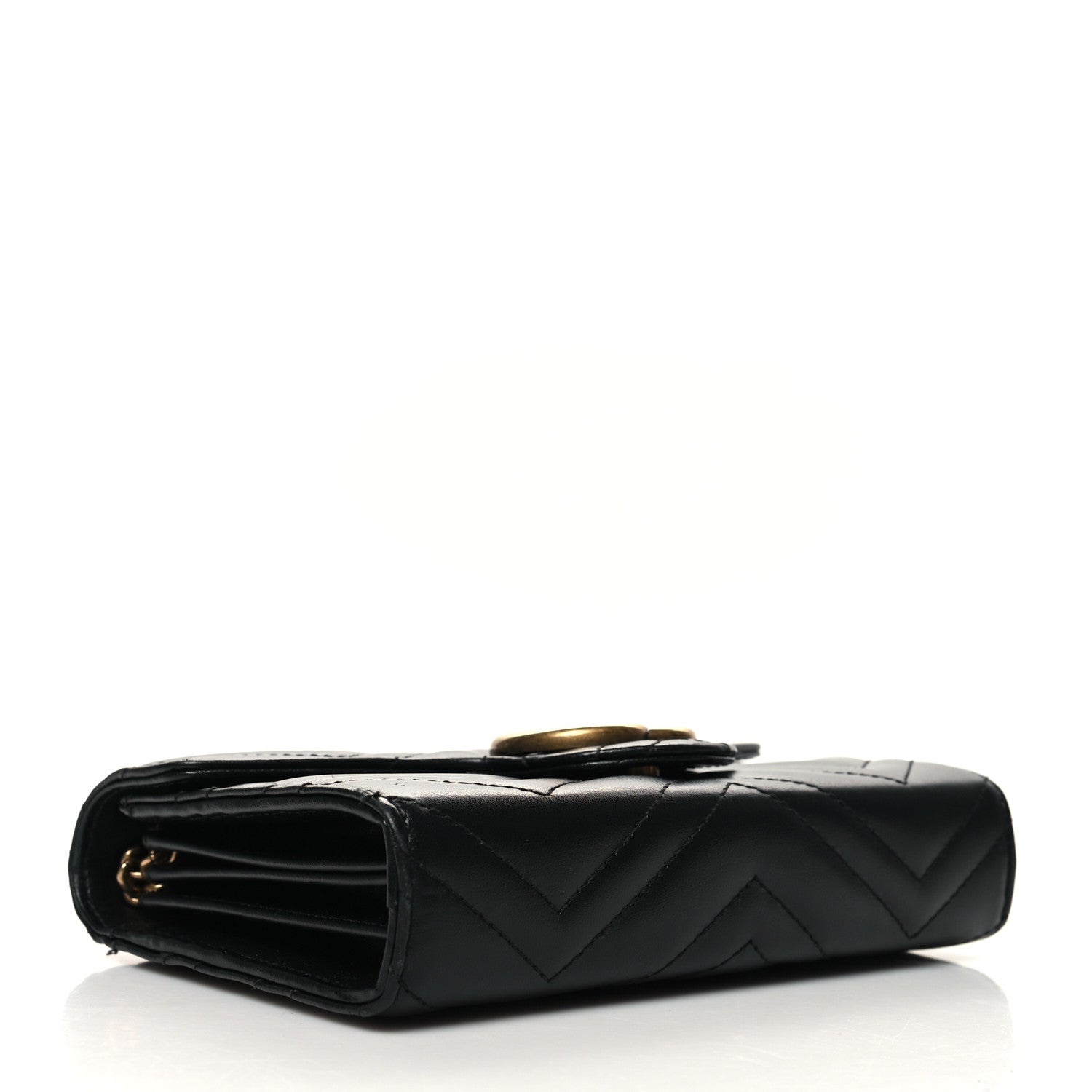 Gucci Calfskin Matelasse GG Marmont Chain Wallet Black 4 of 15