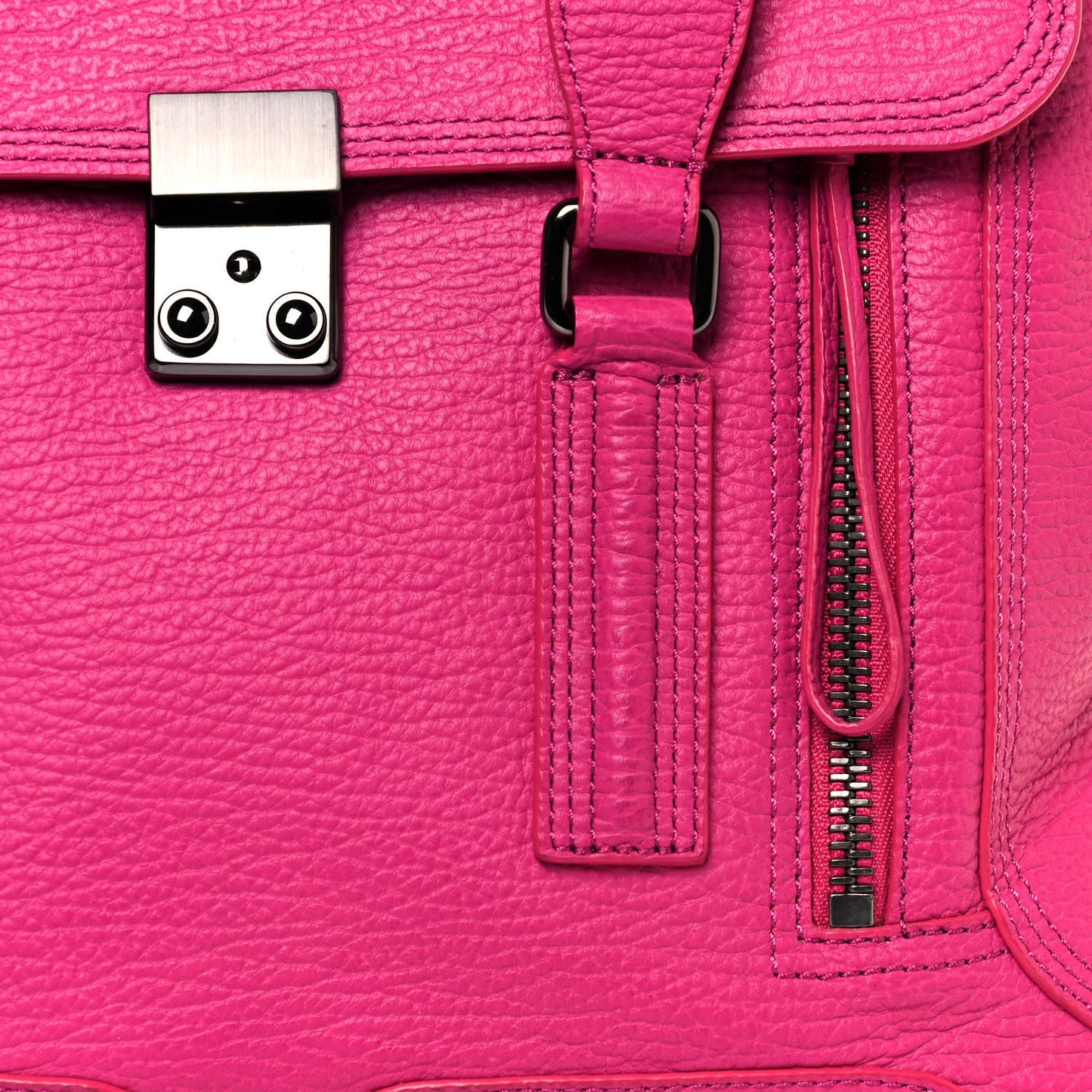 Textured Calfskin Medium Pashli Satchel Bright Fuchsia