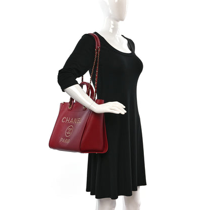 Chanel Caviar Small Studded Deauville Tote Red 3 of 7