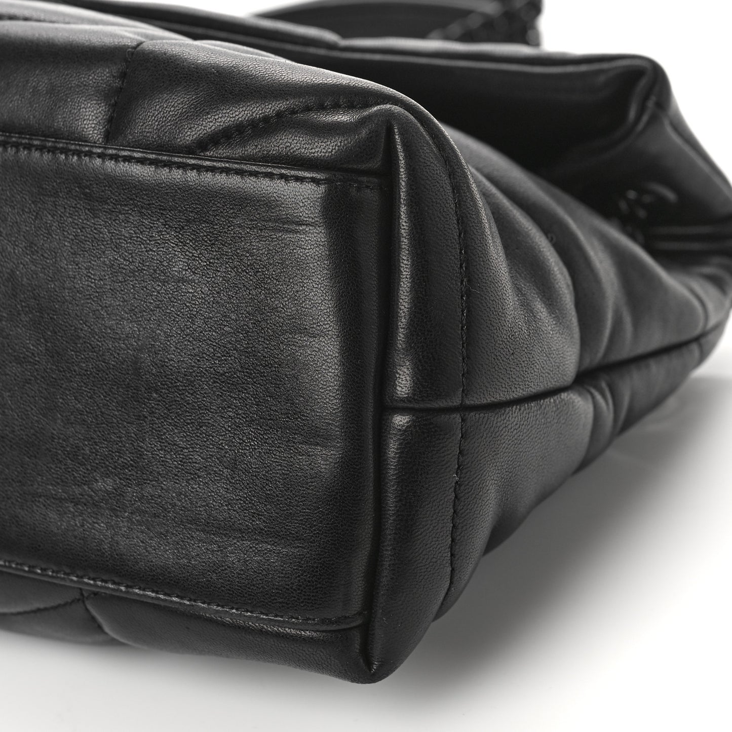 Lambskin Quilted Monogram Monochrome Small Loulou Puffer Chain Satchel Black