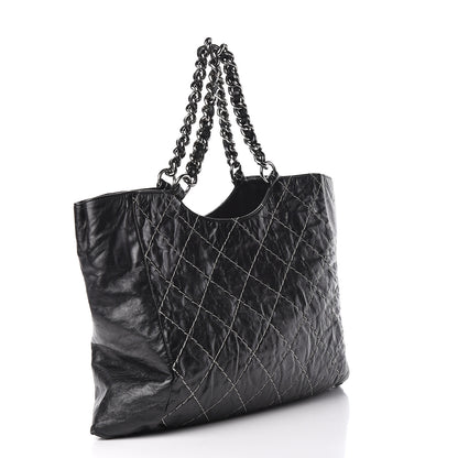 Chanel Glazed Goatskin Double Contrast Stitch Tote Black 3 of 13