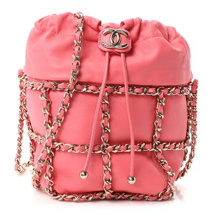 Chanel Lambskin Bucket Chain Drawstring Bag Pink 1 of 9