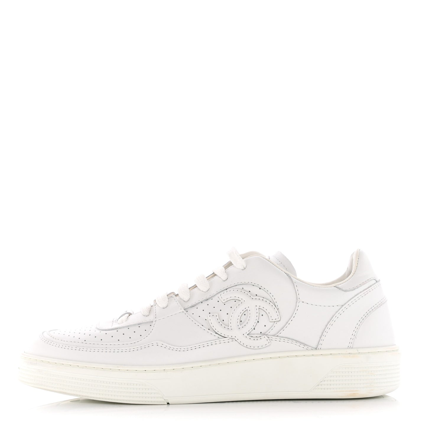Calfskin CC Womens Sneakers 40.5 White