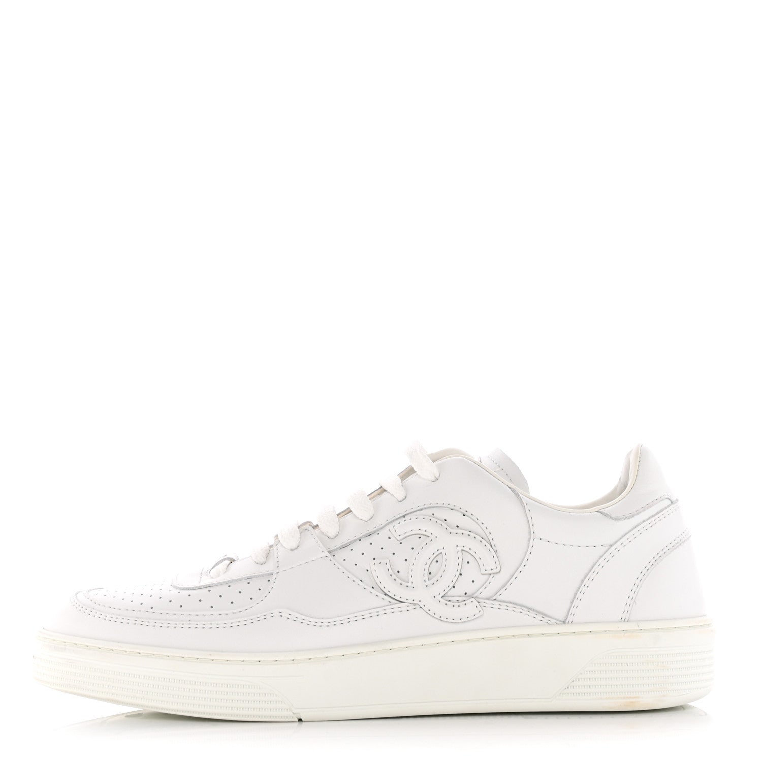 Chanel Calfskin CC Womens Sneakers 40.5 White 1 of 14