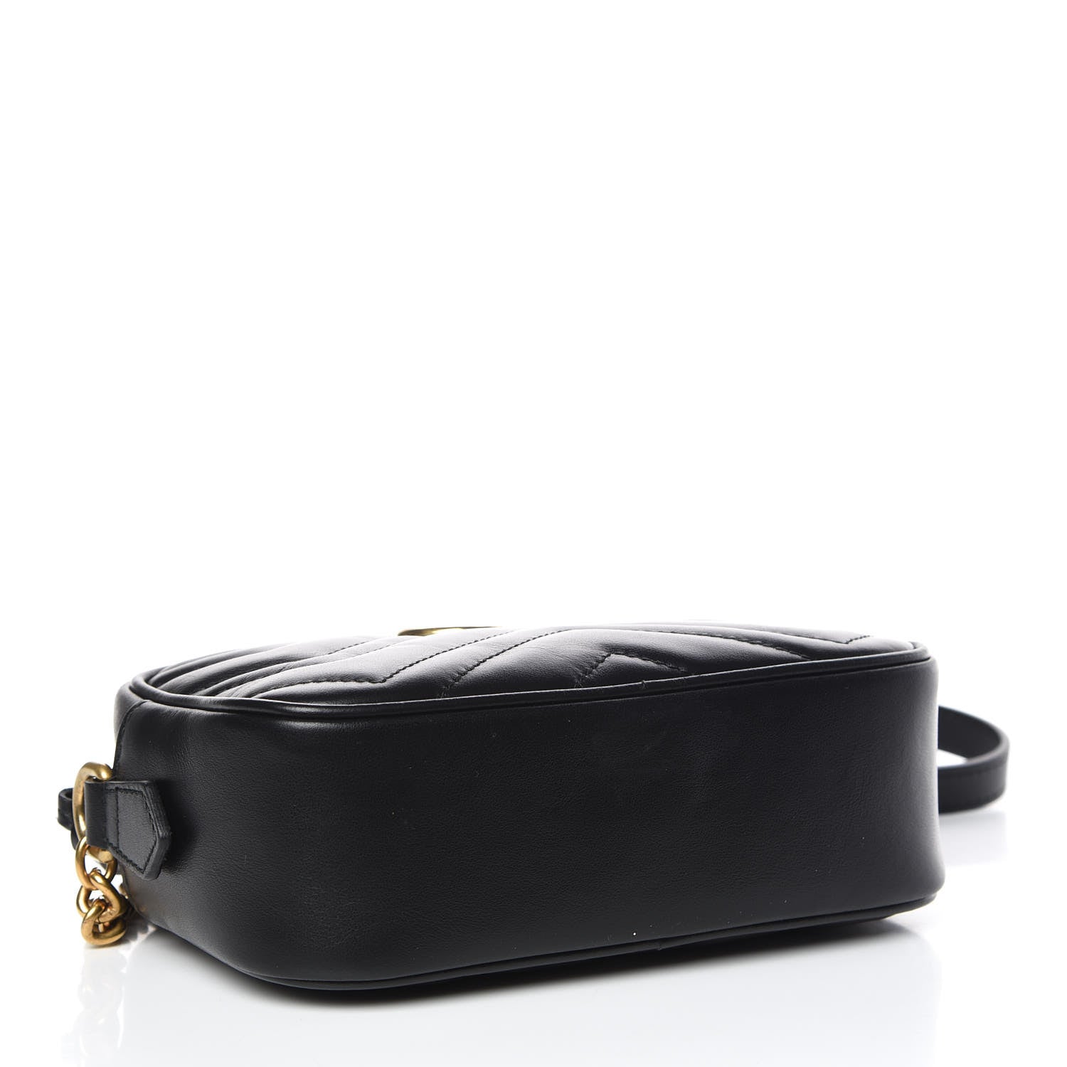Gucci Calfskin Matelasse Mini GG Marmont Chain Shoulder Bag Black 4 of 9