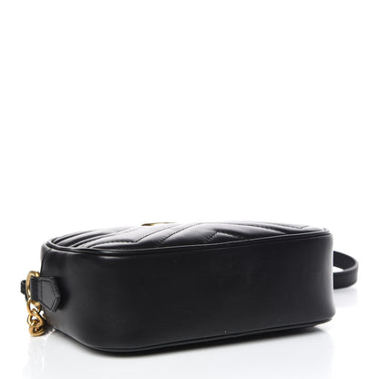 Gucci Calfskin Matelasse Mini GG Marmont Chain Shoulder Bag Black 4 of 9