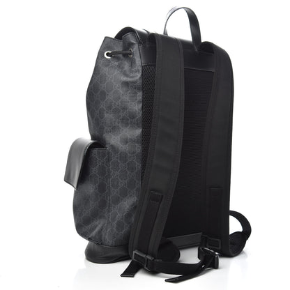 Gucci Soft GG Supreme Monogram Appia Calfskin Web Double Buckle Backpack Black 2 of 9