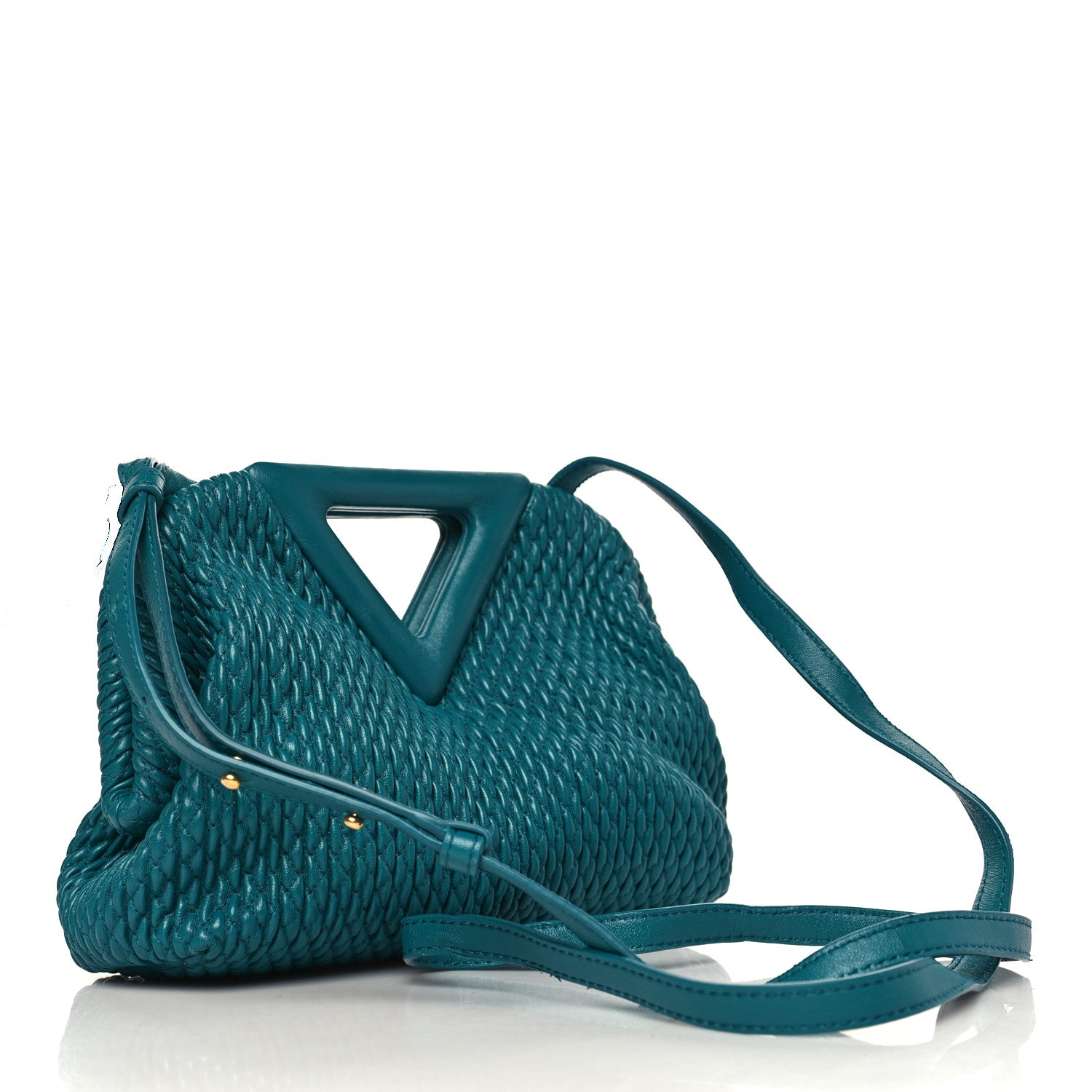 Bottega Veneta Lambskin Knit Small The Point Triangle Bag Mallard 3 of 9