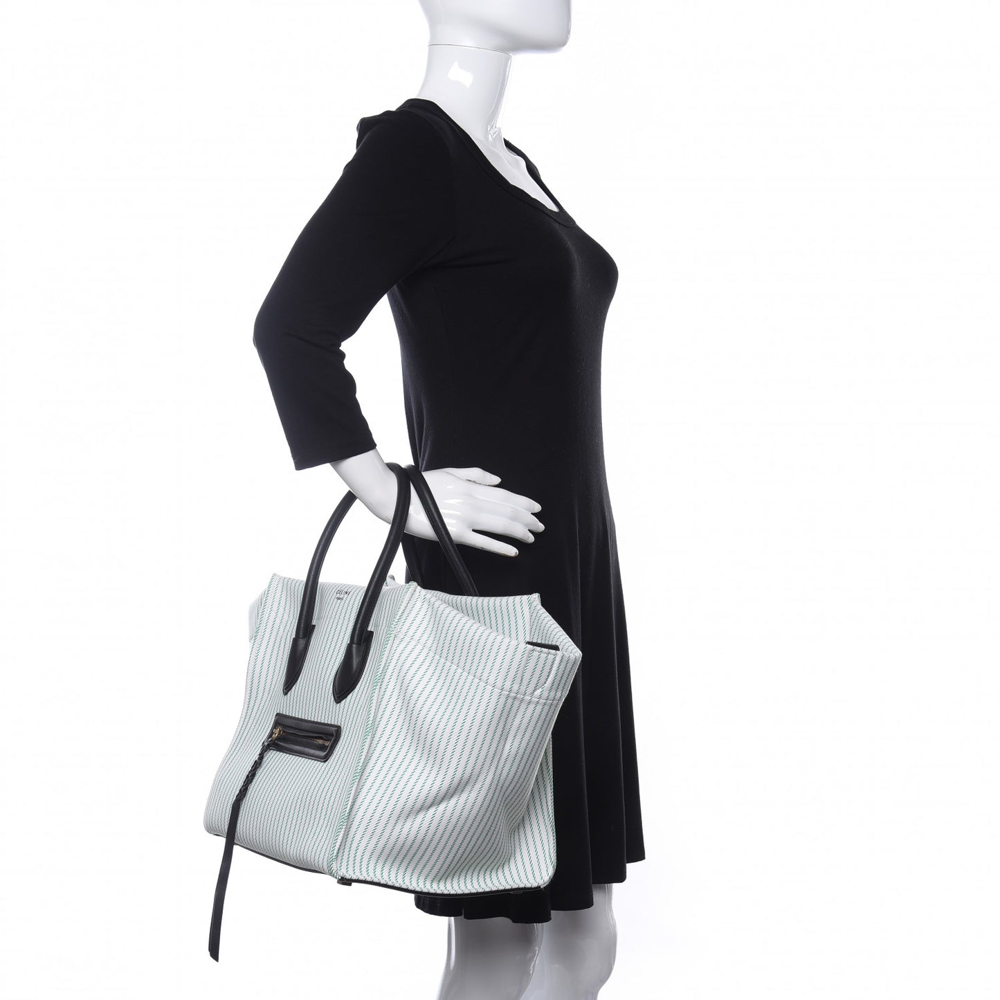Cotton Canvas Striped Medium Phantom Luggage White Green