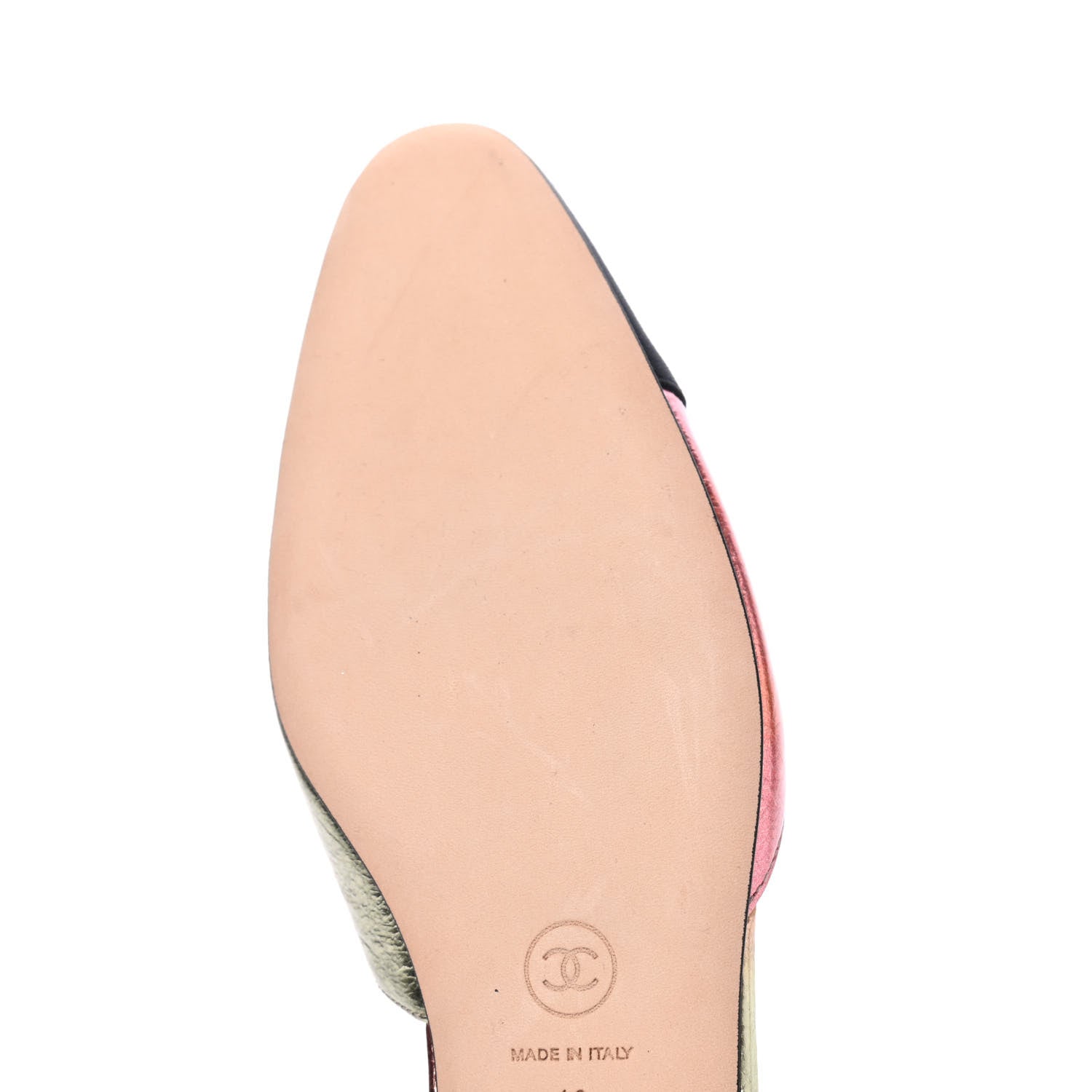Chanel Laminated Calfskin Grosgrain Cap Toe CC Slingback Flats 40 Multicolor Black 9 of 11