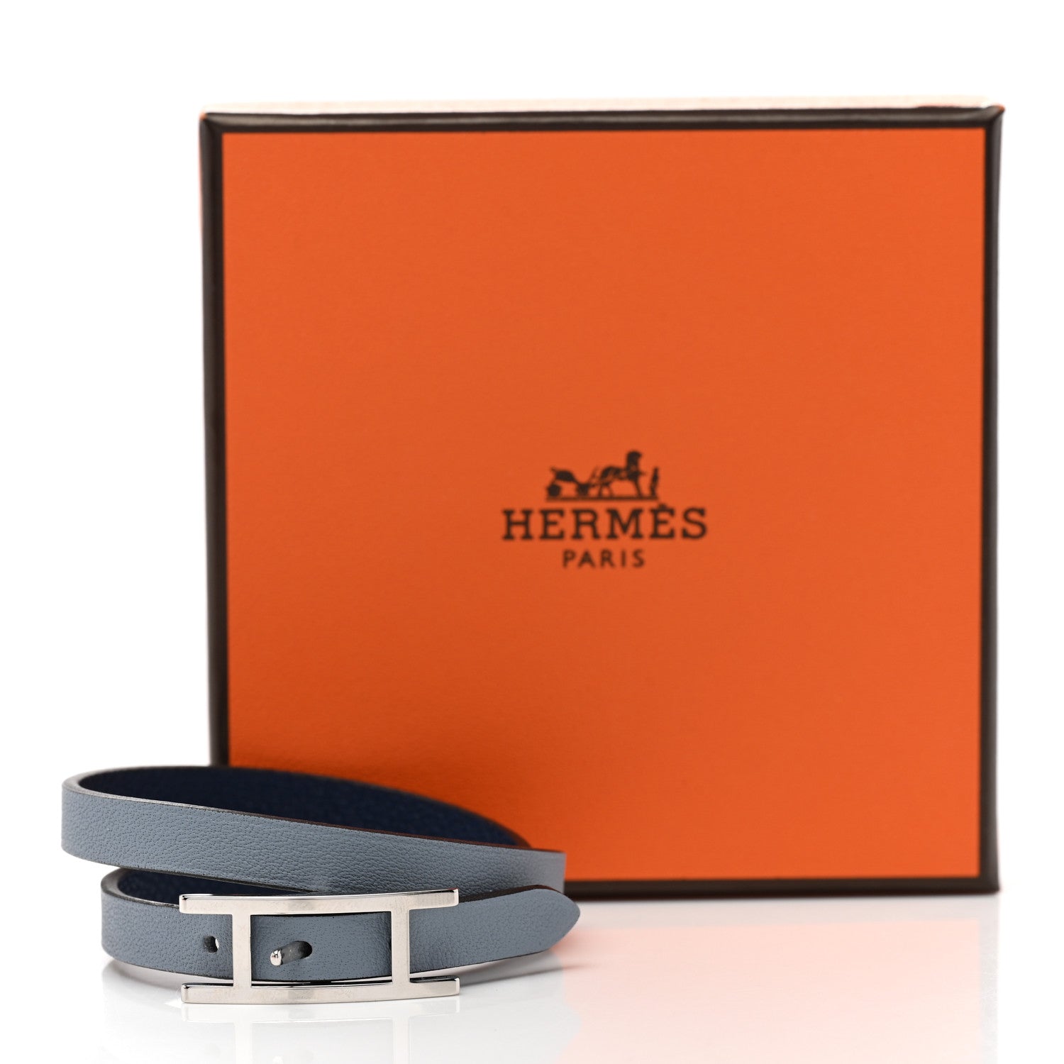 Hermes Epsom Swift Behapi Double Tour Bracelet T3 Bleu Lin Bleu Indigo 6 of 6