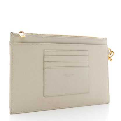 Saint Laurent Grain De Poudre Chevron Monogram Large Bill Pouch Blanc Vintage 3 of 9
