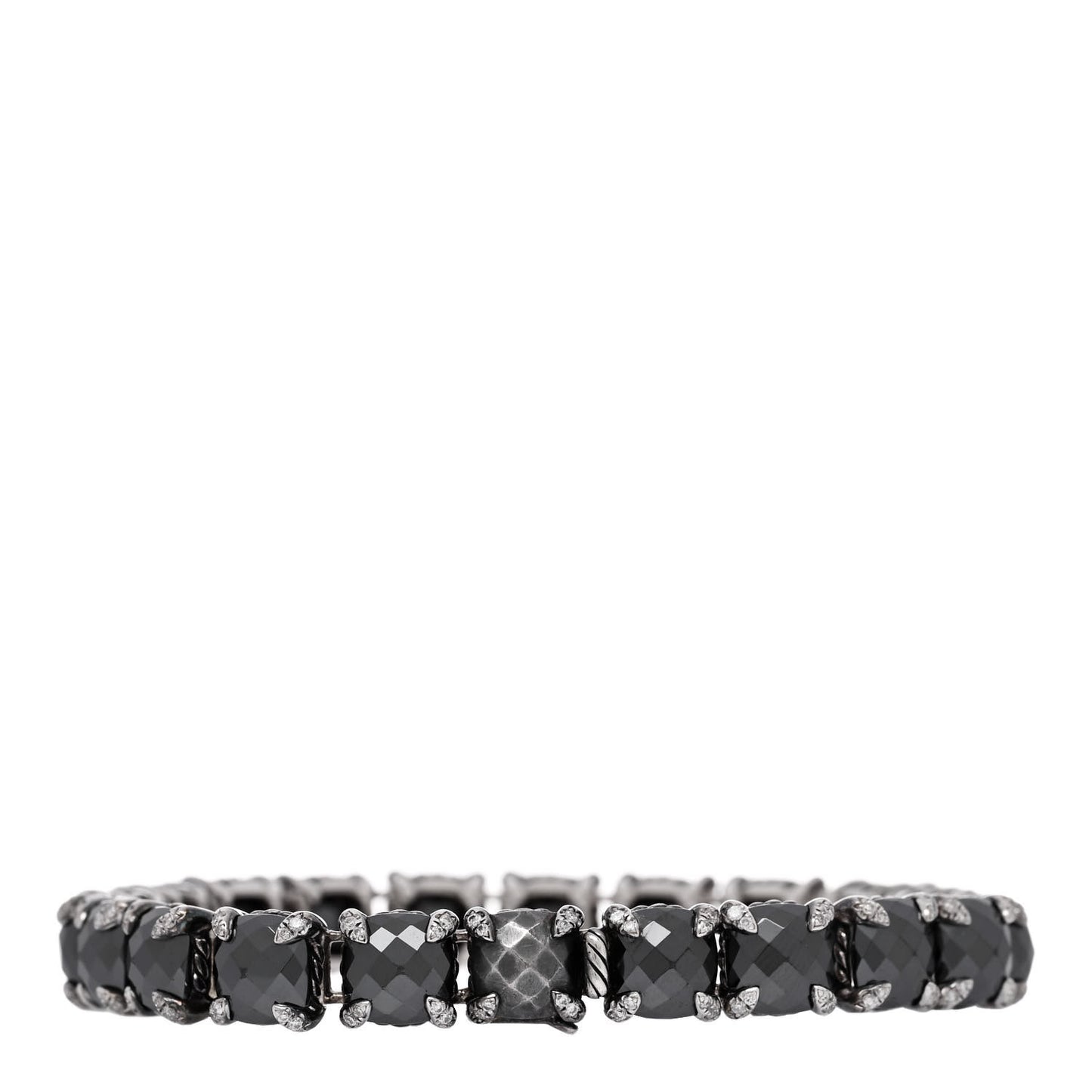 Sterling Silver Diamond Hematine Chatelaine Tennis Bracelet