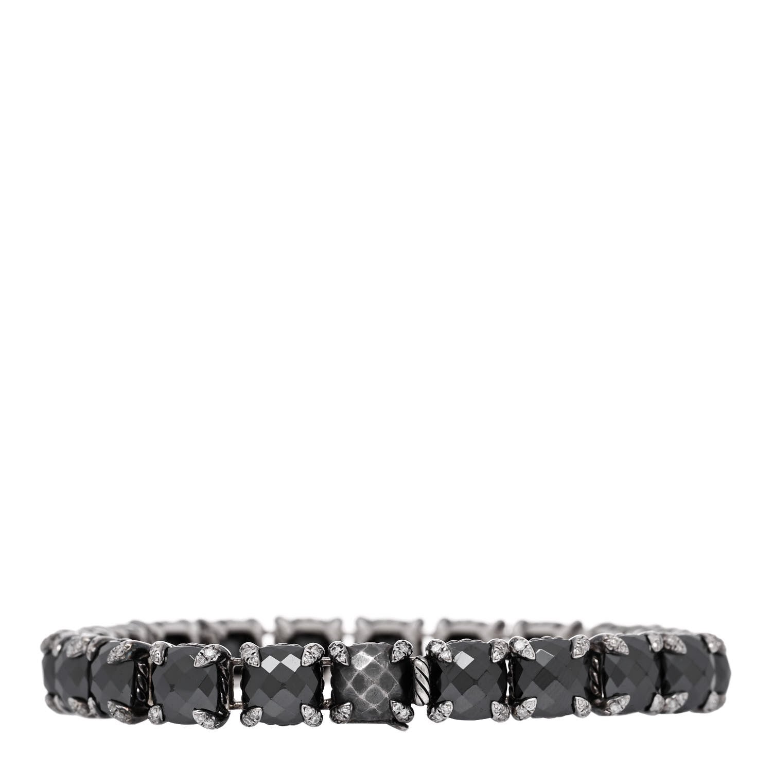 David Yurman Sterling Silver Diamond Hematine Chatelaine Tennis Bracelet 1 of 4