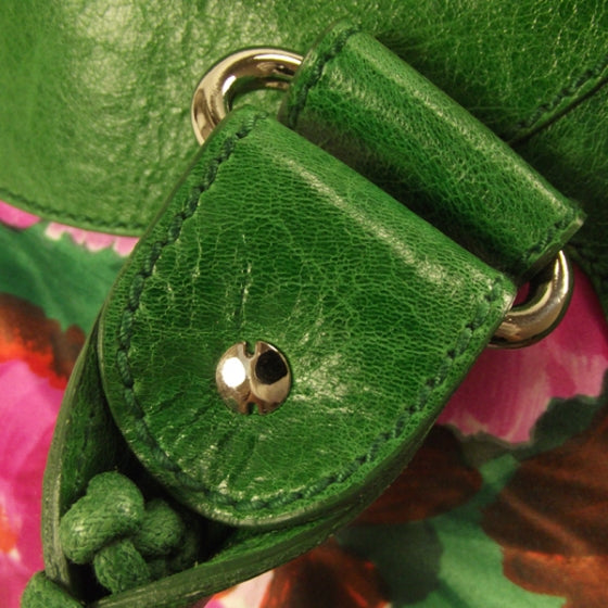 Agneau Canvas Floral Giant 21 Silver Hardware City Green GSH