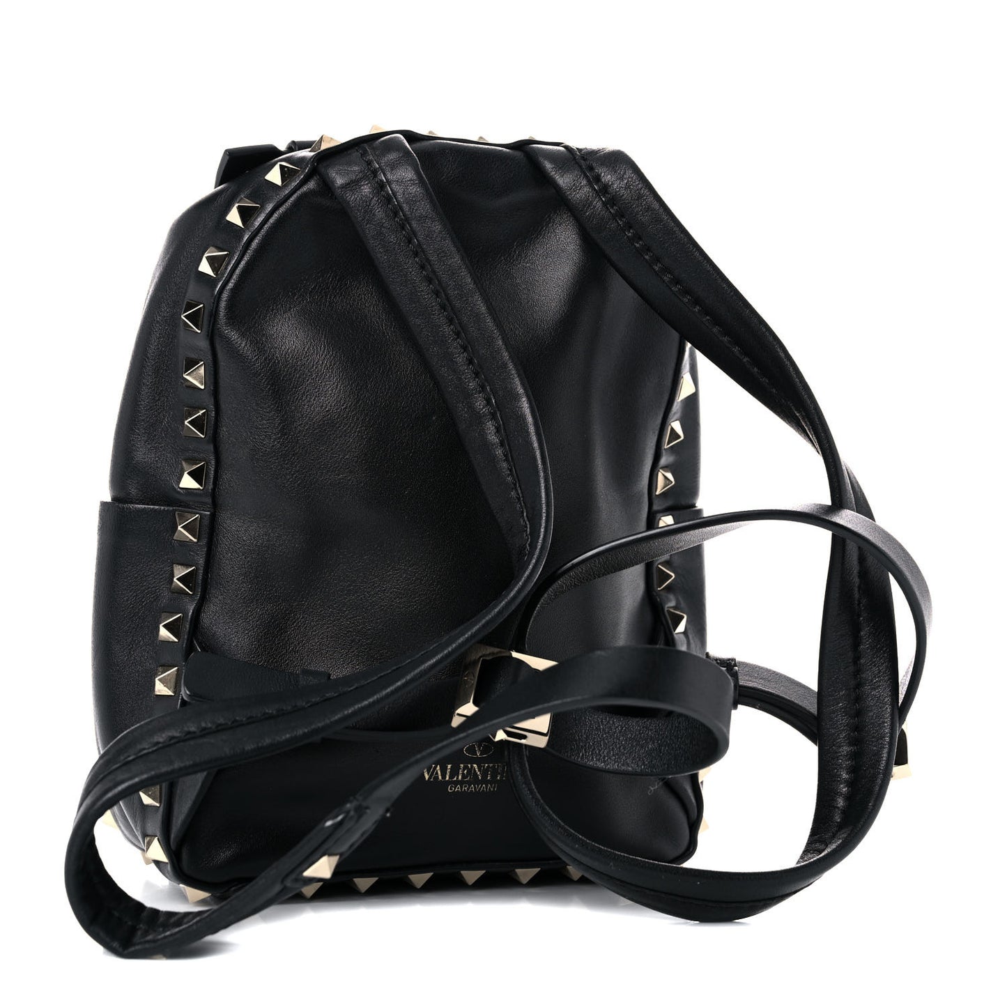 Calfskin Mini Rockstud Backpack Black