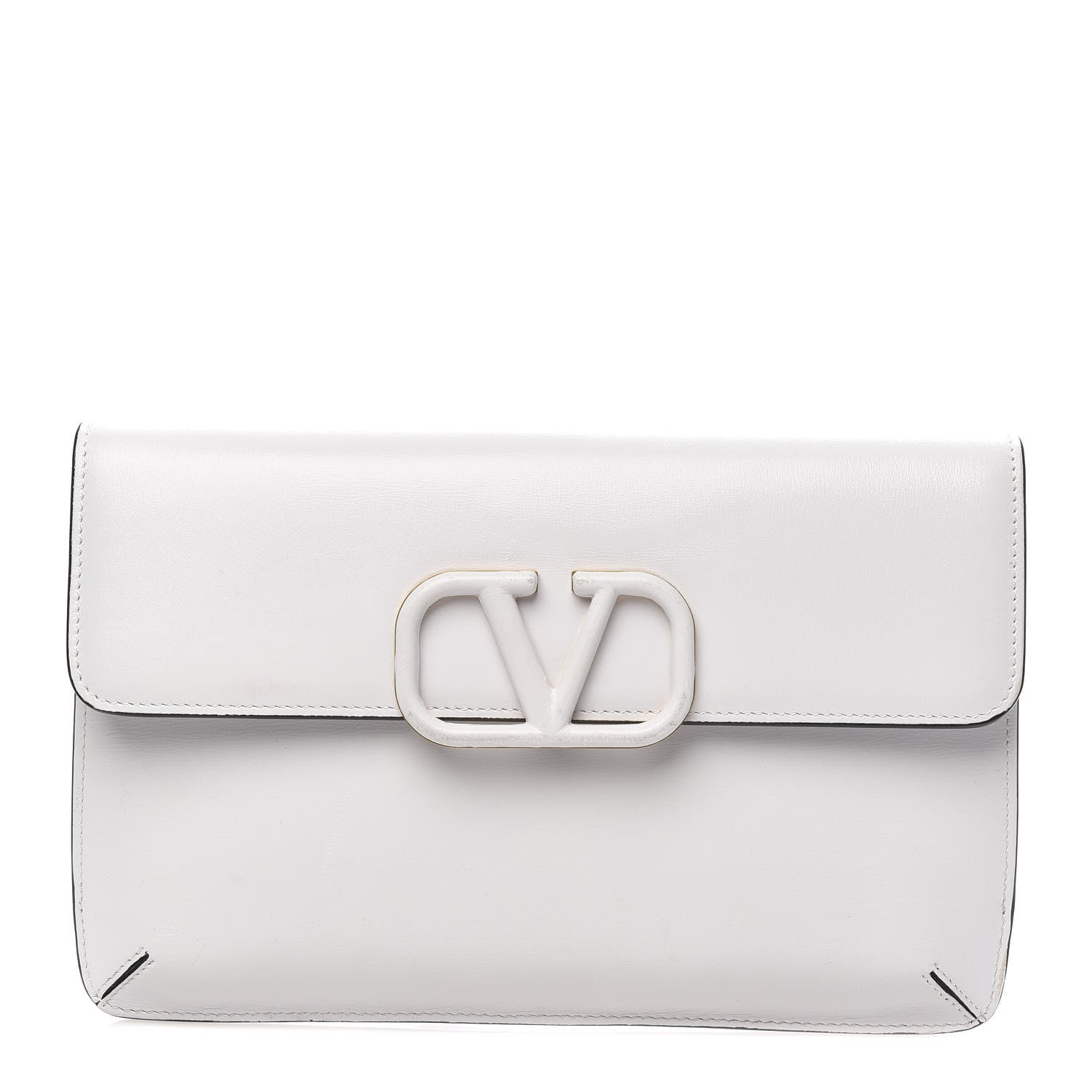 Valentino Garavani Calfskin Vlogo Envelope Clutch White 1 of 9