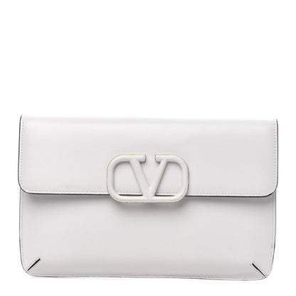 Valentino Garavani Calfskin Vlogo Envelope Clutch White 1 of 9