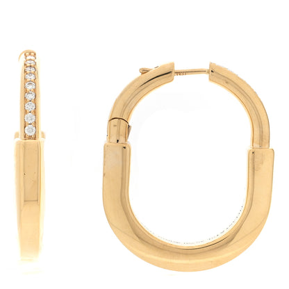 Tiffany 18K Yellow Gold Diamond Medium Lock Earrings 1 of 5