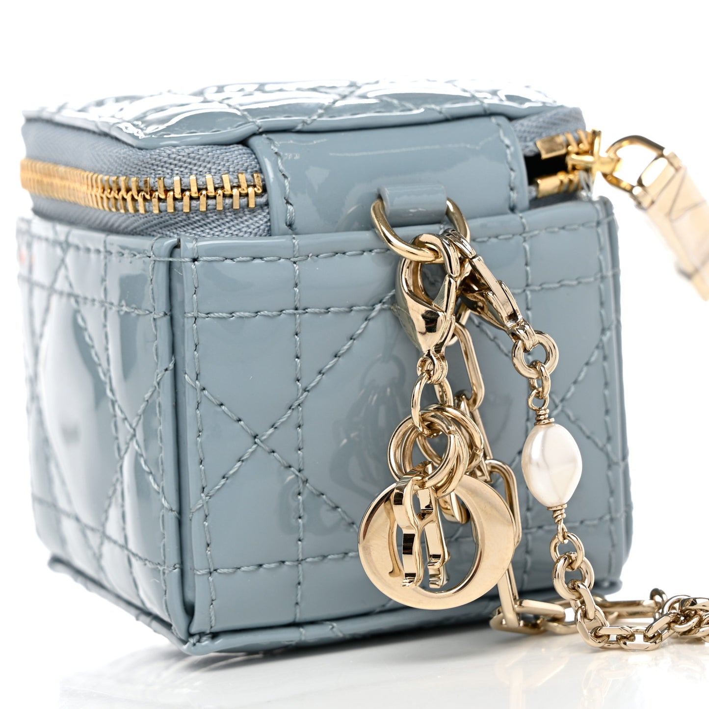 Patent Cannage Cube Wristlet Blue