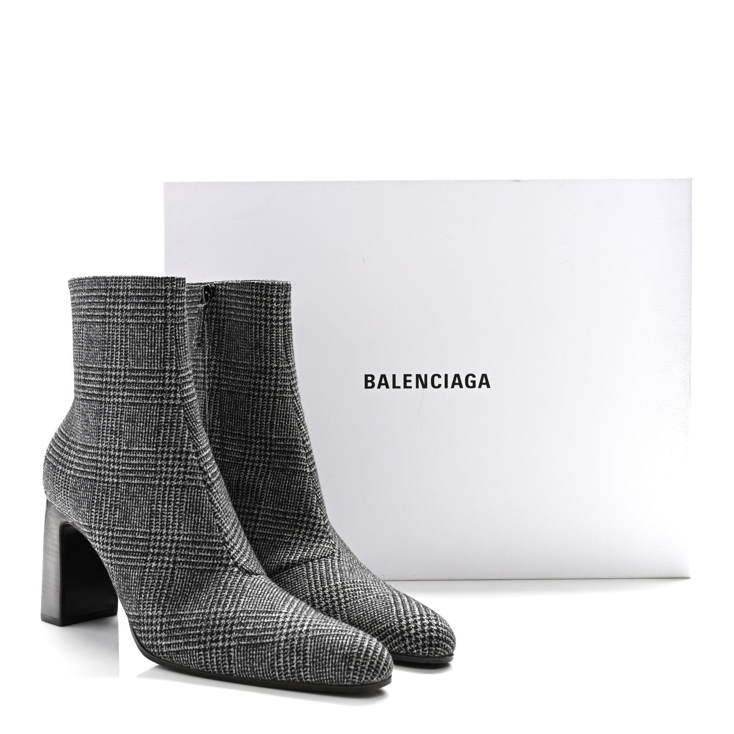 Balenciaga Wool Plaid Ankle Boots 41 Black White 10 of 10