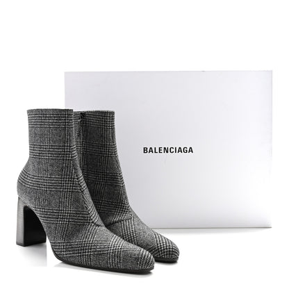 Balenciaga Wool Plaid Ankle Boots 41 Black White 10 of 10