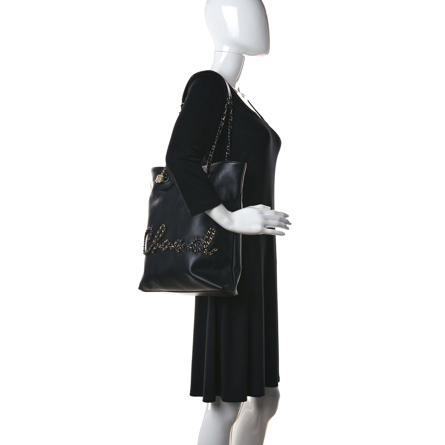 Calfskin Chain 20s Signature Tote Black