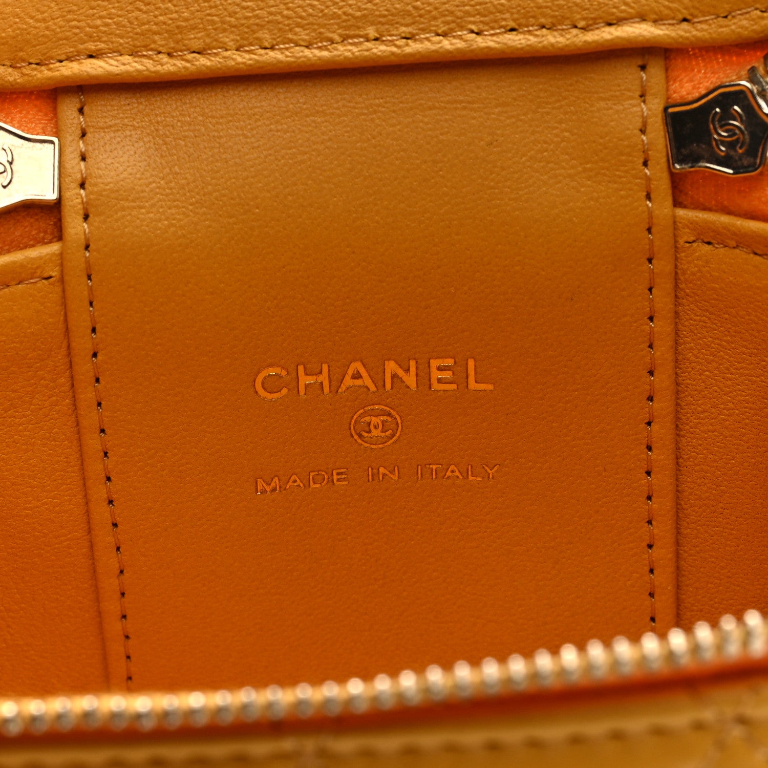 Chanel Lambskin Quilted Top Handle Mini Vanity Case With Chain Yellow 6 of 11