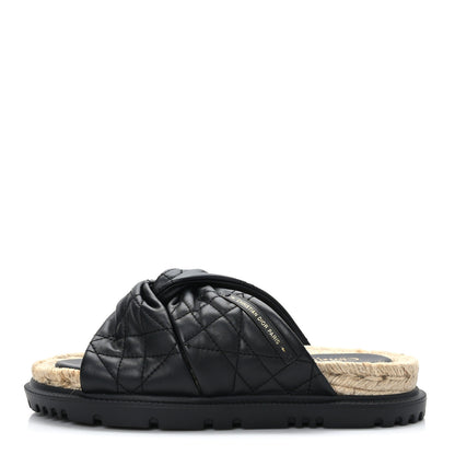Christian Dior Calfskin Cannage Dtwist Espadrille Platform Sandals 38.5 Black 1 of 8