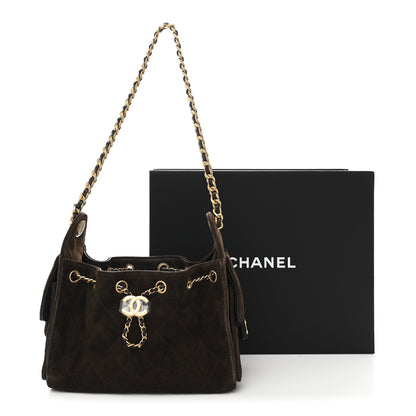 Chanel Suede Quilted Mini Chanel 25 Handbag Dark Brown 11 of 11