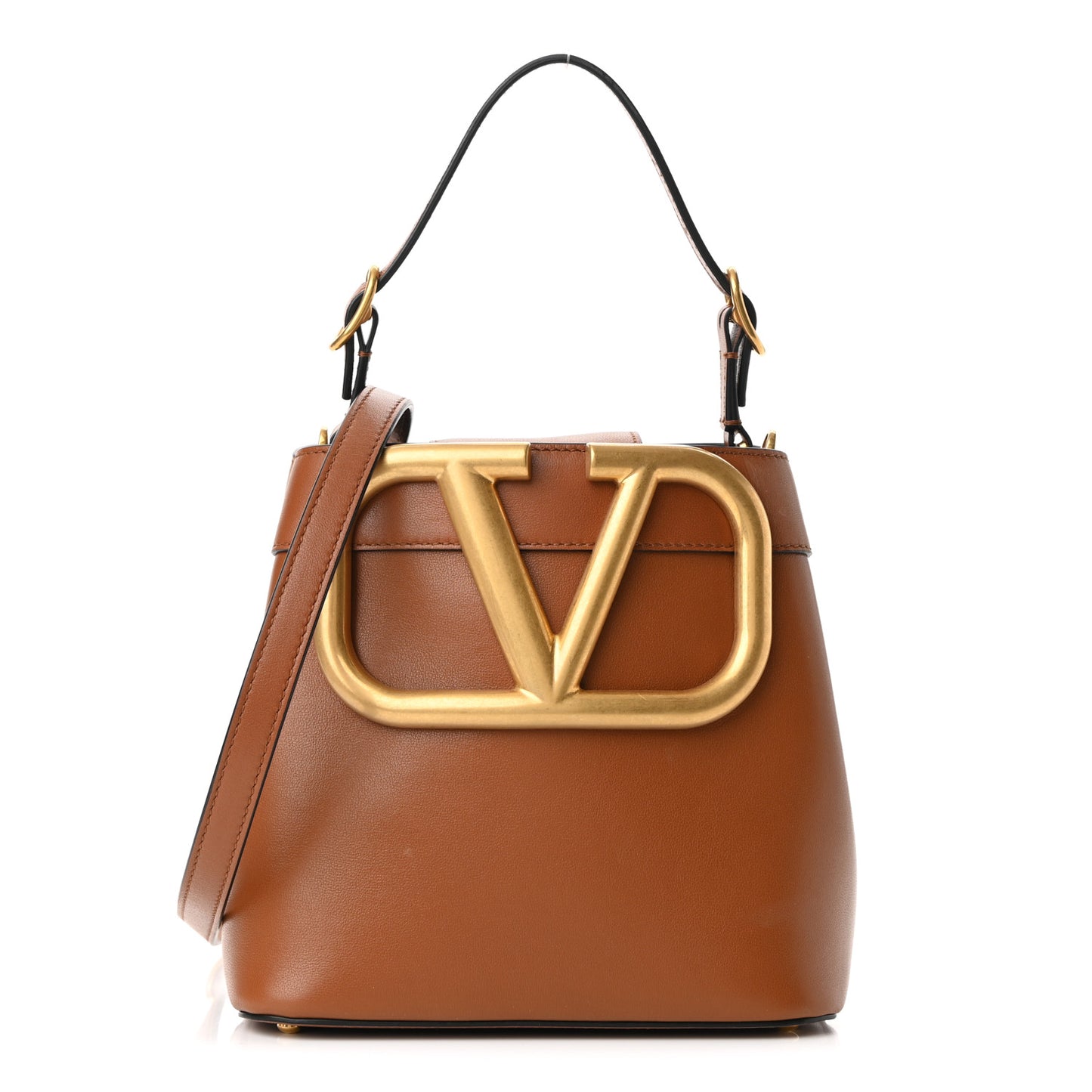 Smooth Calfskin Supervee Top Handle Bag Saddle Brown