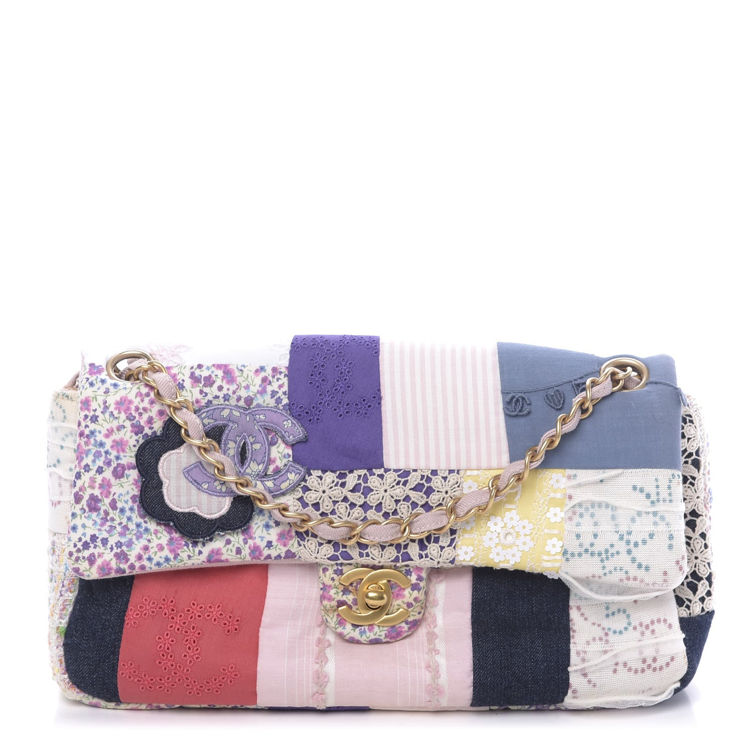 Chanel Fabric Patchwork Medium Flap Bag Pink 1 of 11