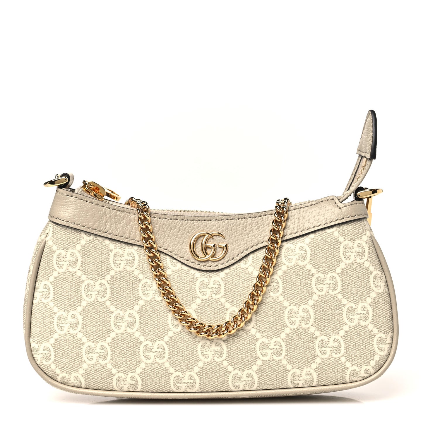 GG Supreme Monogram Textured Dollar Calfskin Web Mini Ophidia GG Handbag Beige Mystic White Oatmeal