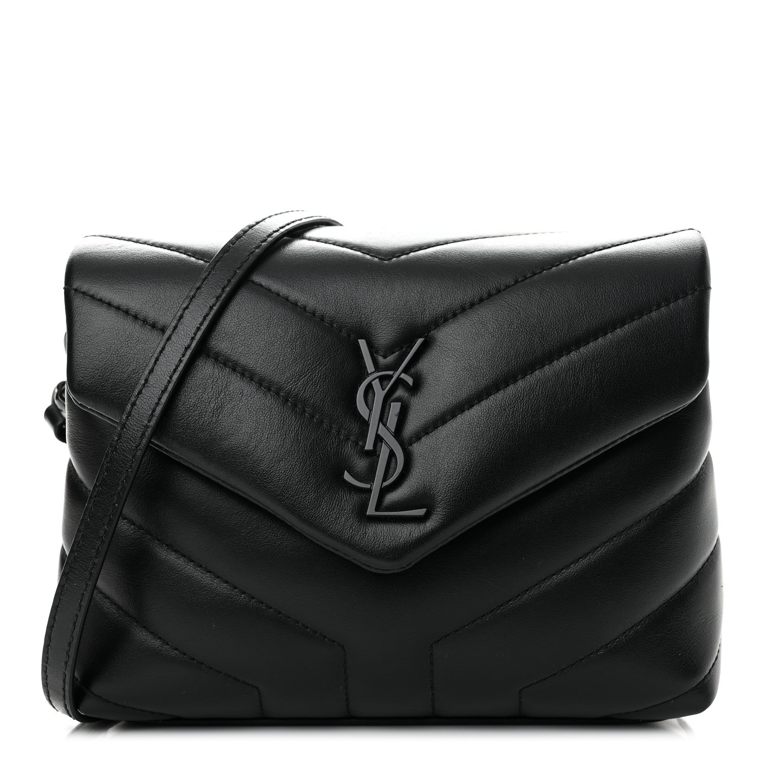 Saint Laurent Calfskin Y Quilted Monogram Monochrome Toy Loulou Crossbody Bag Black 1 of 8