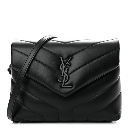 Saint Laurent Calfskin Y Quilted Monogram Monochrome Toy Loulou Crossbody Bag Black 1 of 8