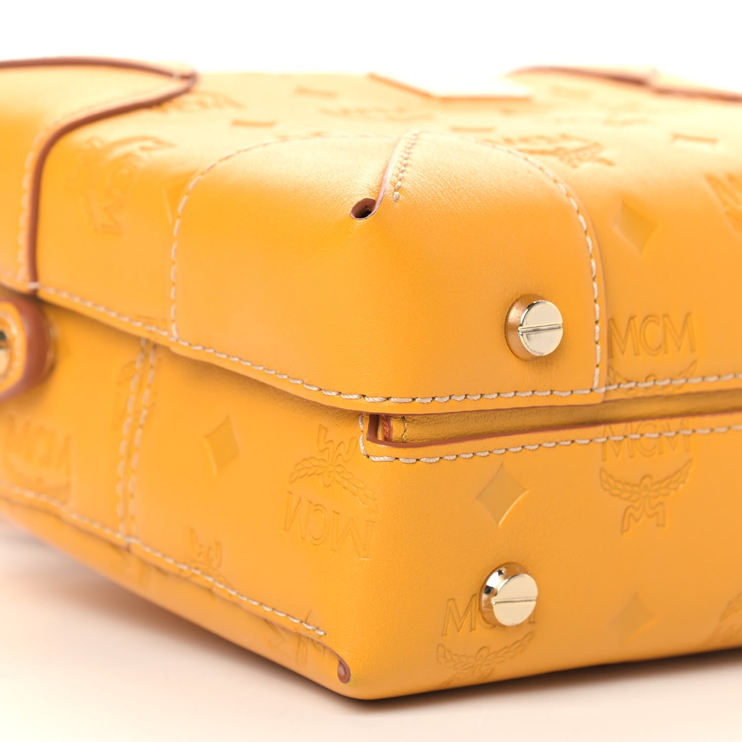 MCM Calfskin Ottomar Monogram Soft Berlin Crossbody Golden Mango 7 of 10