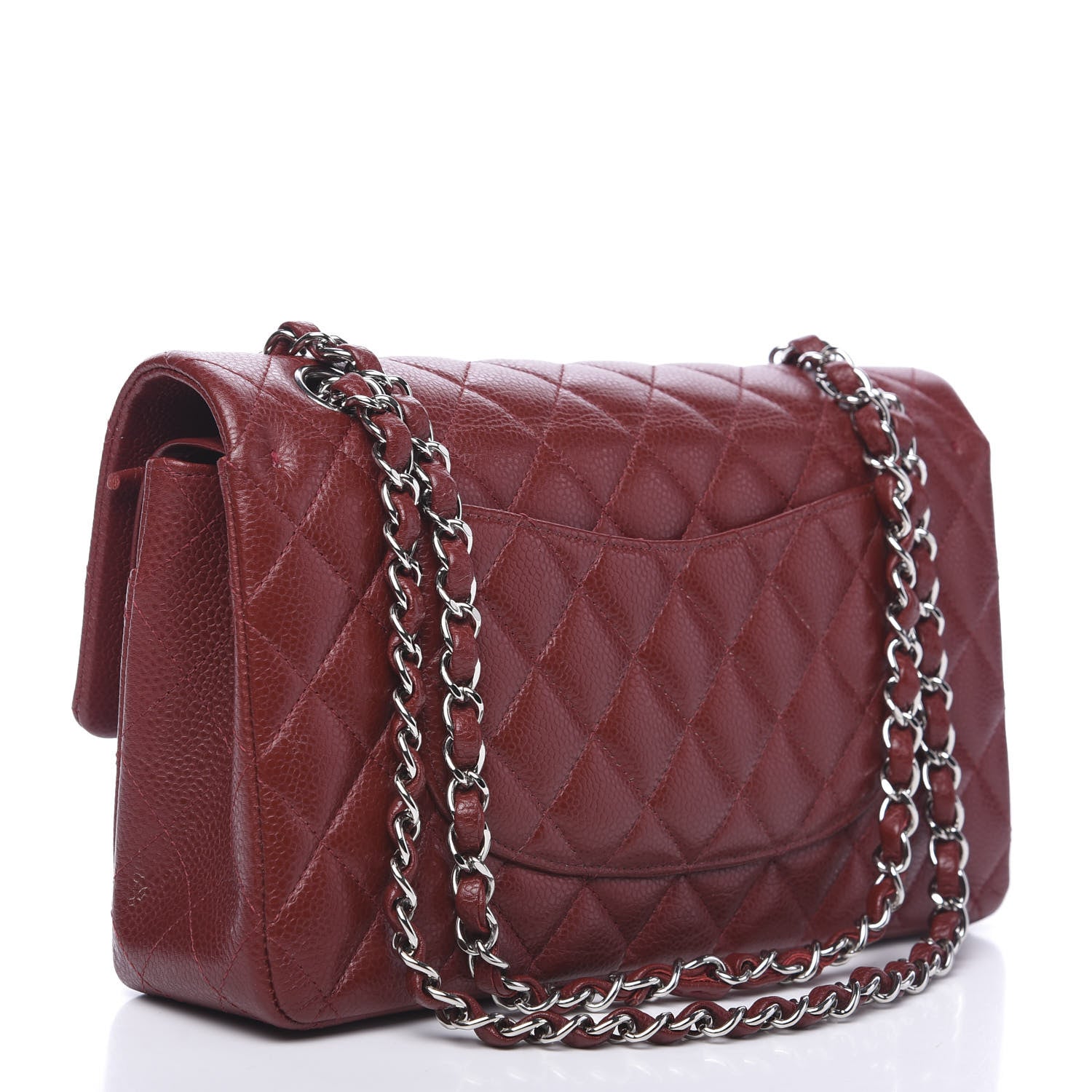 Chanel Caviar Quilted Medium Double Flap Dark Red 2 of 16