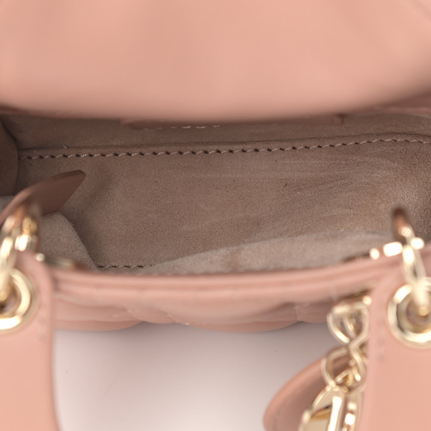 Christian Dior Lambskin Cannage Micro Lady Dior Rose De Vents 5 of 9