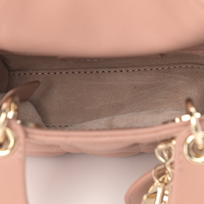 Christian Dior Lambskin Cannage Micro Lady Dior Rose De Vents 5 of 9