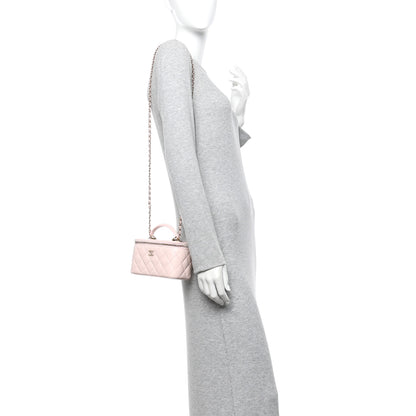 Chanel Lambskin Quilted Trendy Small Top Handle Vanity Case With Chain Light Pink 2 of 11