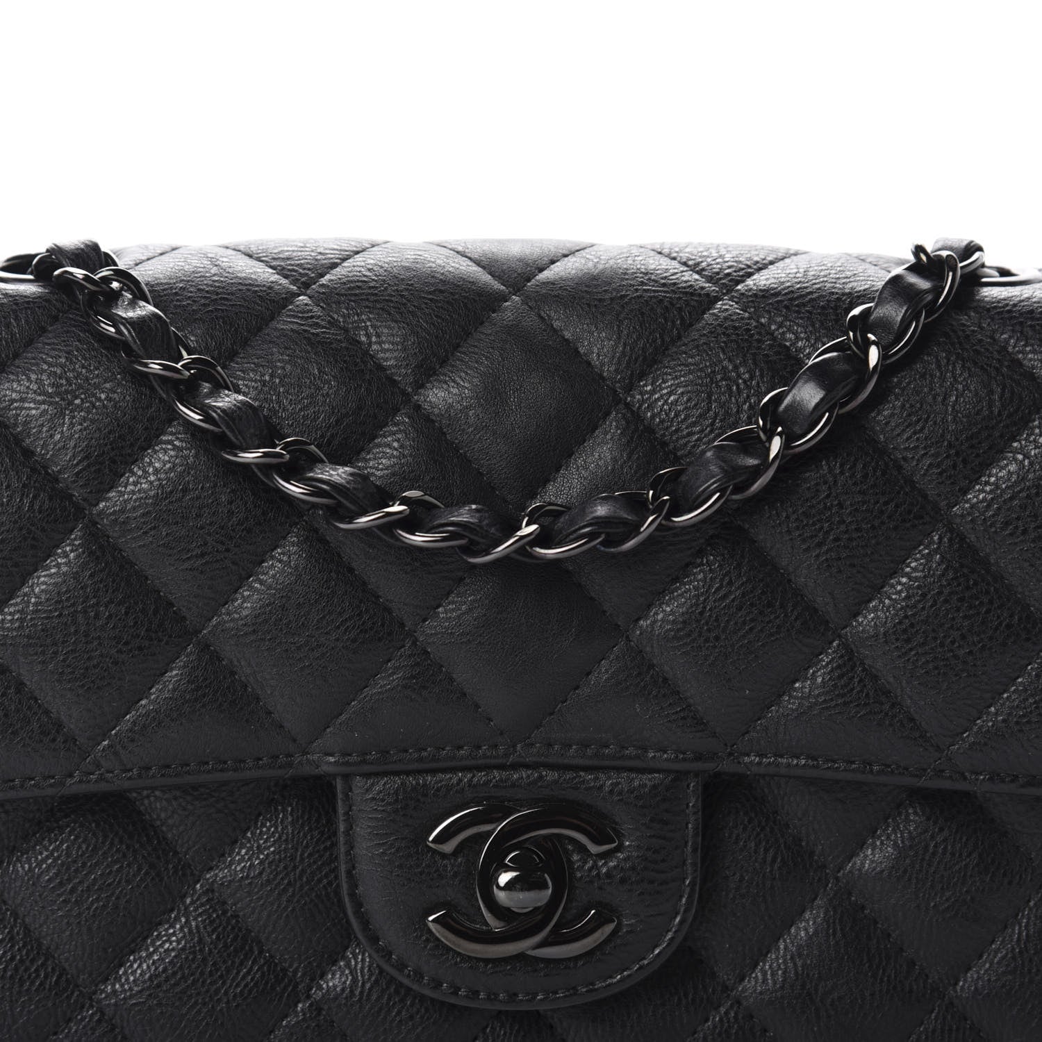 Chanel Crumpled Calfskin Quilted Mini Rectangular Flap So Black 12 of 13