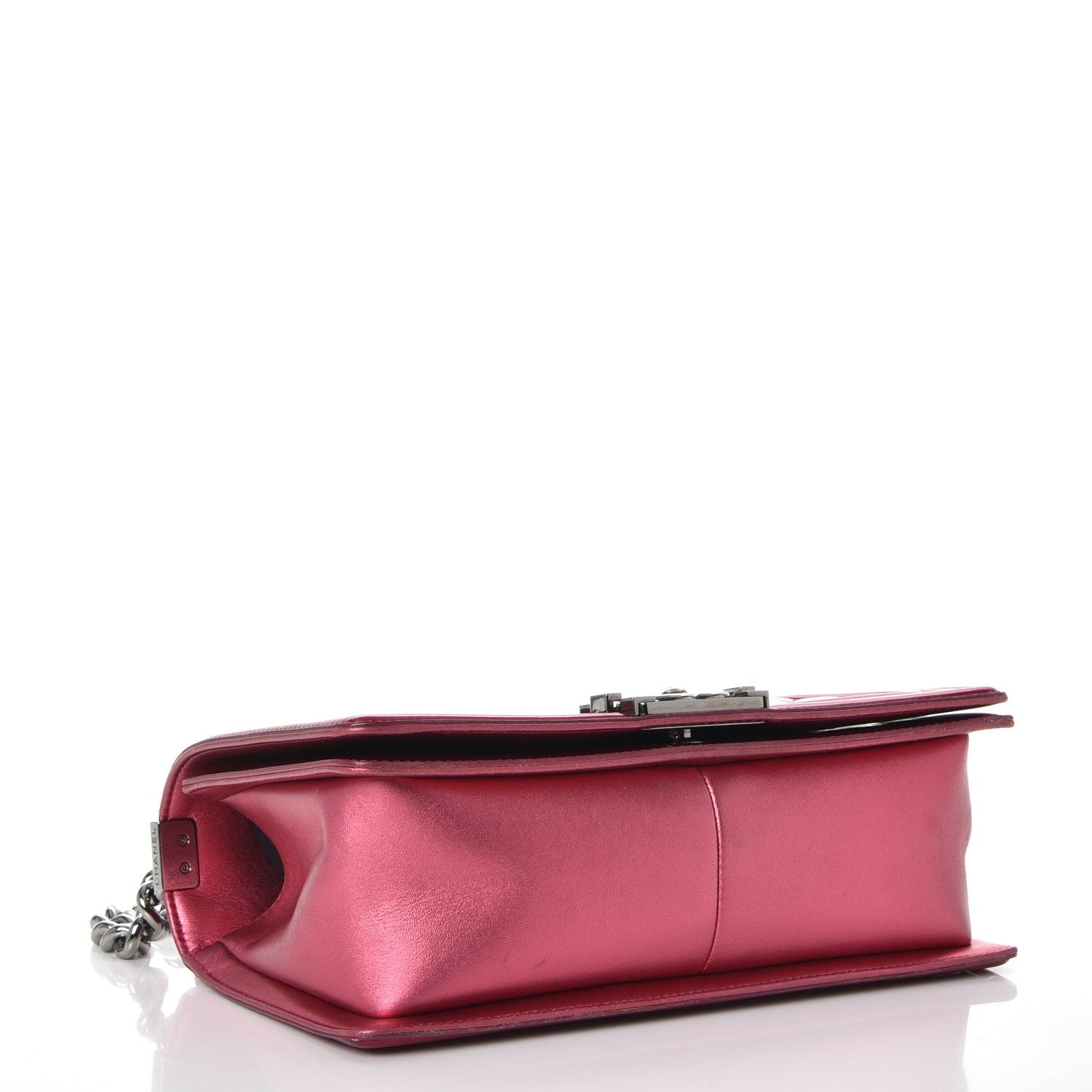 Chanel Metallic Patent Calfskin Quilted Medium Boy Flap Pink 4 of 14